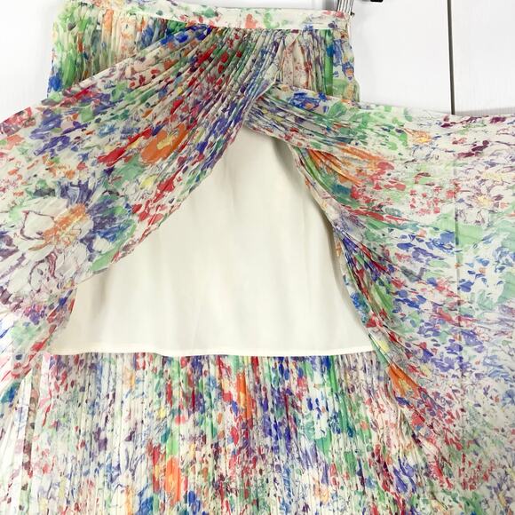 NWOT PURE SUGAR Skirt S Multicolor Abstract Print Pleated Faux-Wrap Midi-Length - Picture 5 of 10